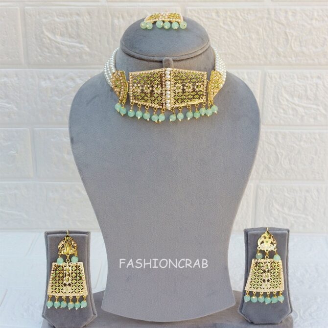 Rehana Jadau Jewellery Pista Green