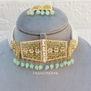 Rehana Jadau Jewellery Pista Green