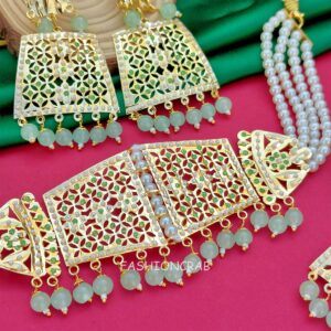 Rehana Jadau Jewellery Pista Green