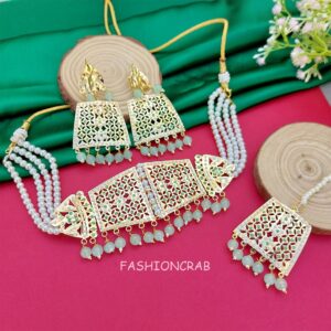 Rehana Jadau Jewellery Pista Green