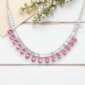 Riddhi Pink AD Necklace Set