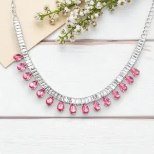 Riddhi Pink AD Necklace Set