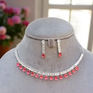 Riddhi Pink AD Necklace Set