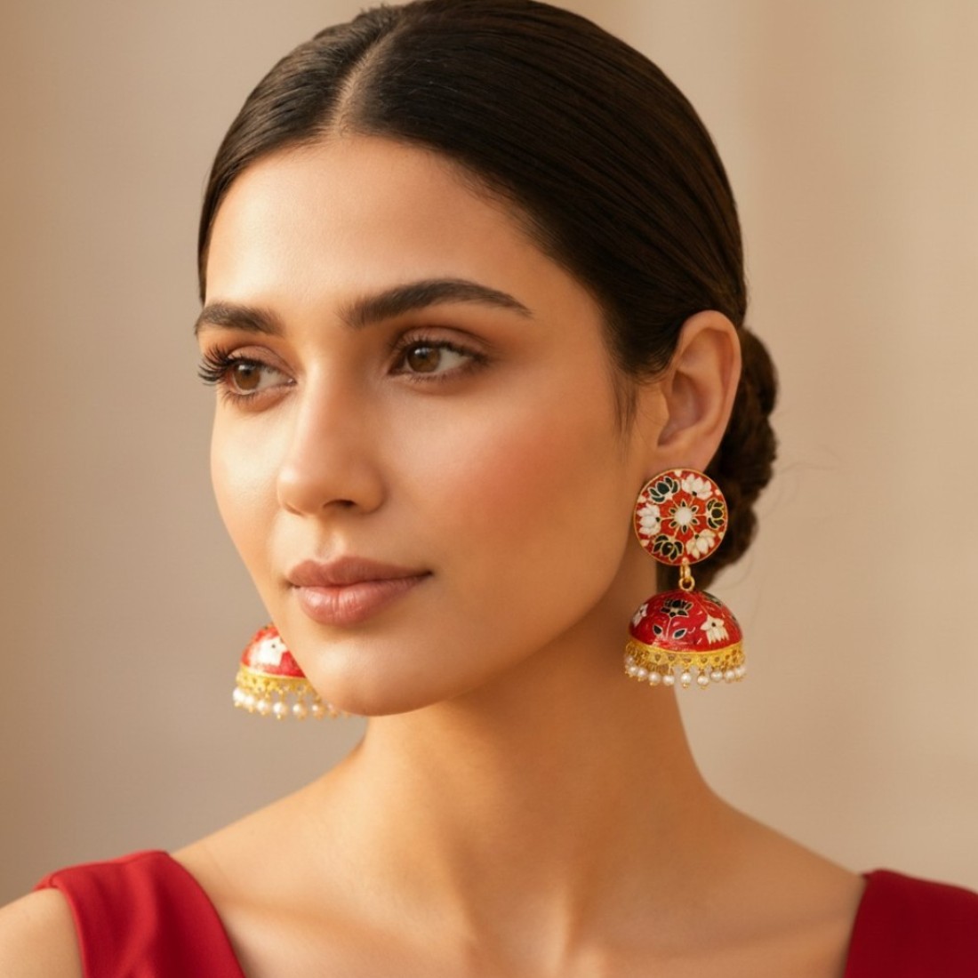 Aliya Maroon Jhumka Earring