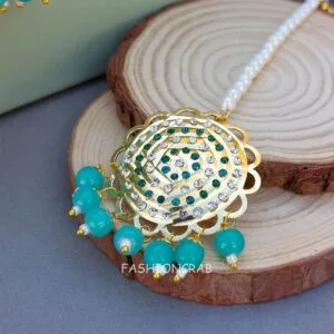 Bahar Jadau Jhumka Earring Blue