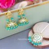 Bahar Jadau Jhumka Earring Blue