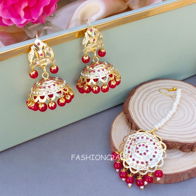 Bahar Jadau Jhumka Earring Pink Bahar Jadau Jhumka Earring Pink