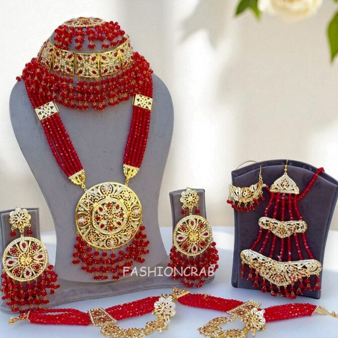 Bridal Jewellery Set Maroon-09 Bridal Jewellery Set Maroon