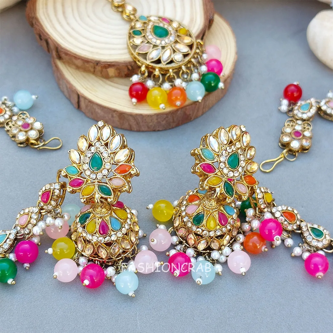 Gul Multicolor Earrings with Tikka