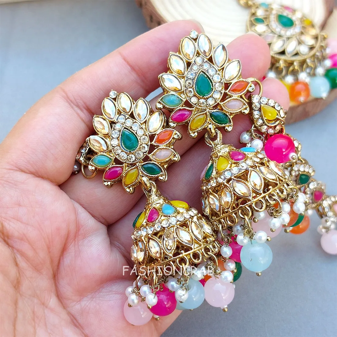 Gul Multicolor Earrings with Tikka