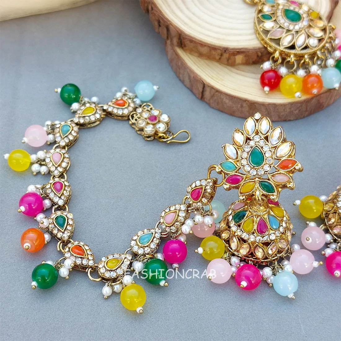 Gul Multicolor Earrings with Tikka