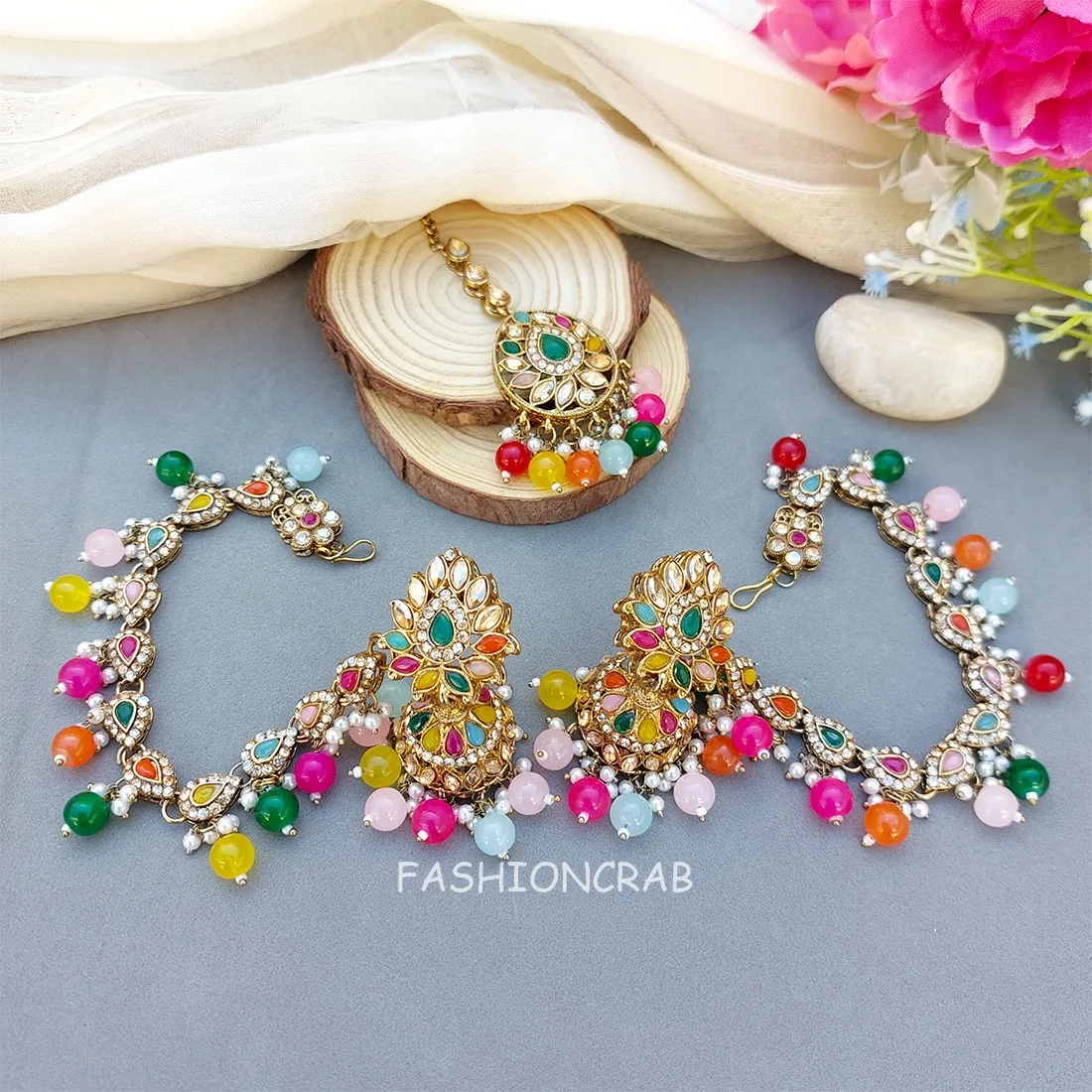 Gul Multicolor Earrings with Tikka