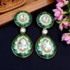 Inaya Kundan Earrings - Green