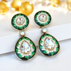 Inaya Kundan Earrings - Green