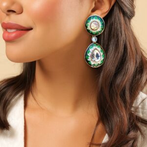 Inaya Kundan Earrings - Green