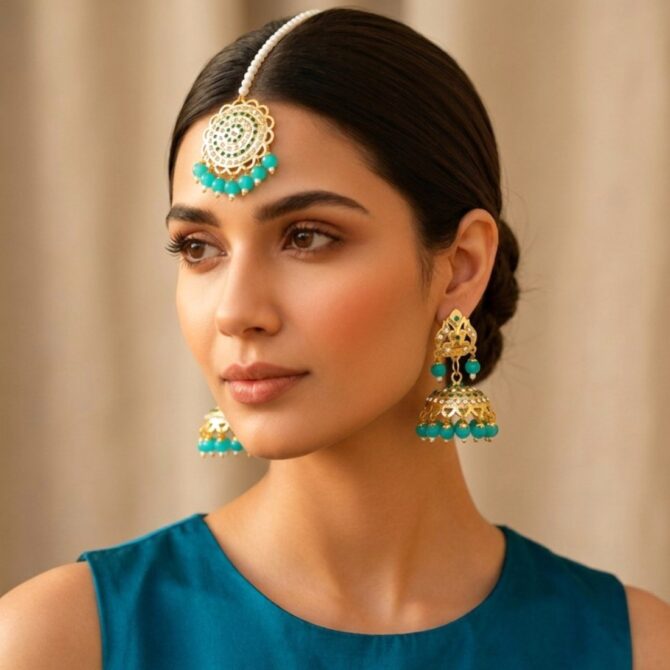 Jadau Blue Jhumka Earrings Jadau Blue Jhumka Earrings