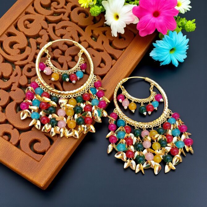 Jia Punjabi Bali Earrings Multicolor-04 Jia Punjabi Bali Earrings Multicolor
