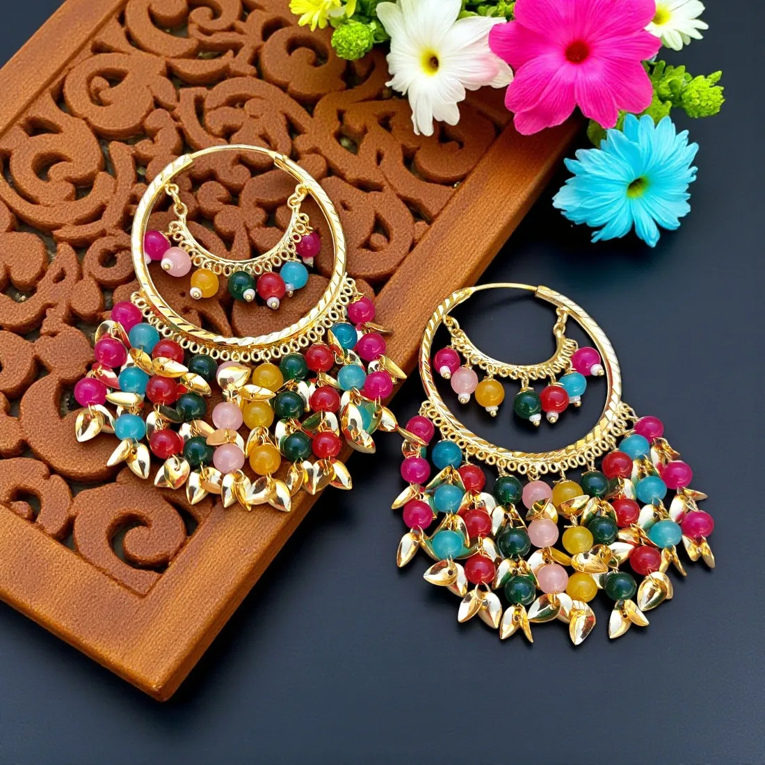 Jia Punjabi Bali Earrings Multicolor
