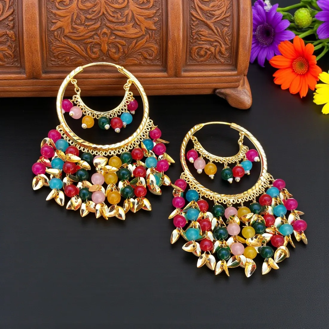 Jia Punjabi Bali Earrings Multicolor