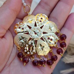 Jividha Jadau Earrings Maroon