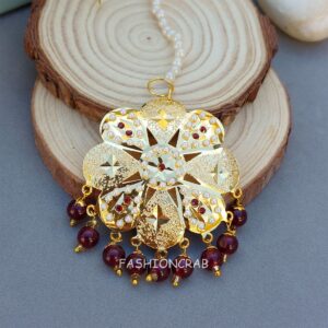 Jividha Jadau Earrings Maroon