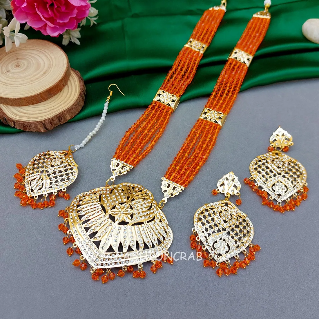 Katrina Long Necklace Orange
