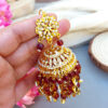 Maroon Heavy Jadau Jhumka Earrings for Punjabi Suit-08 Maroon Heavy Jadau Jhumka Earrings for Punjabi Suit