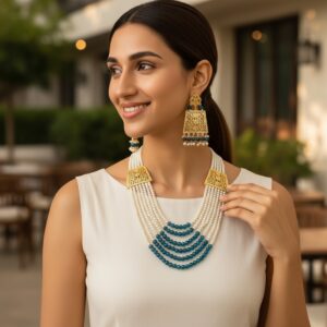 Moti Mala Necklace Blue
