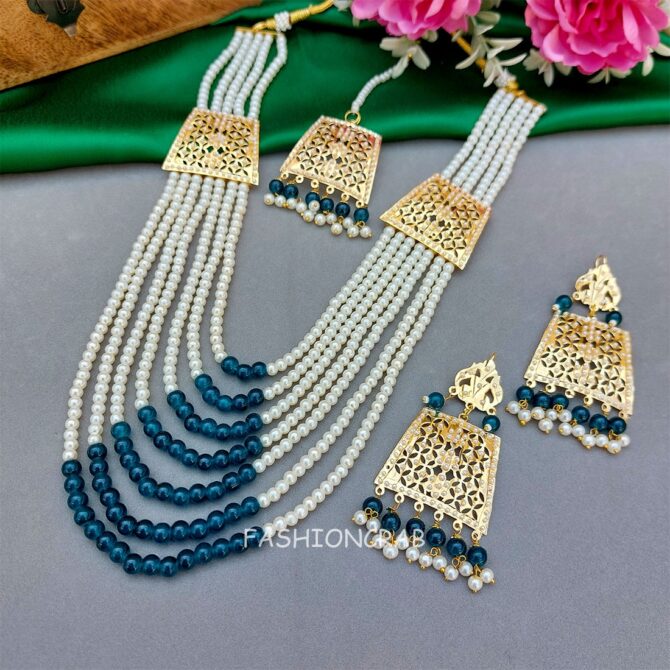 Moti Mala Necklace Blue Moti Mala Necklace Blue