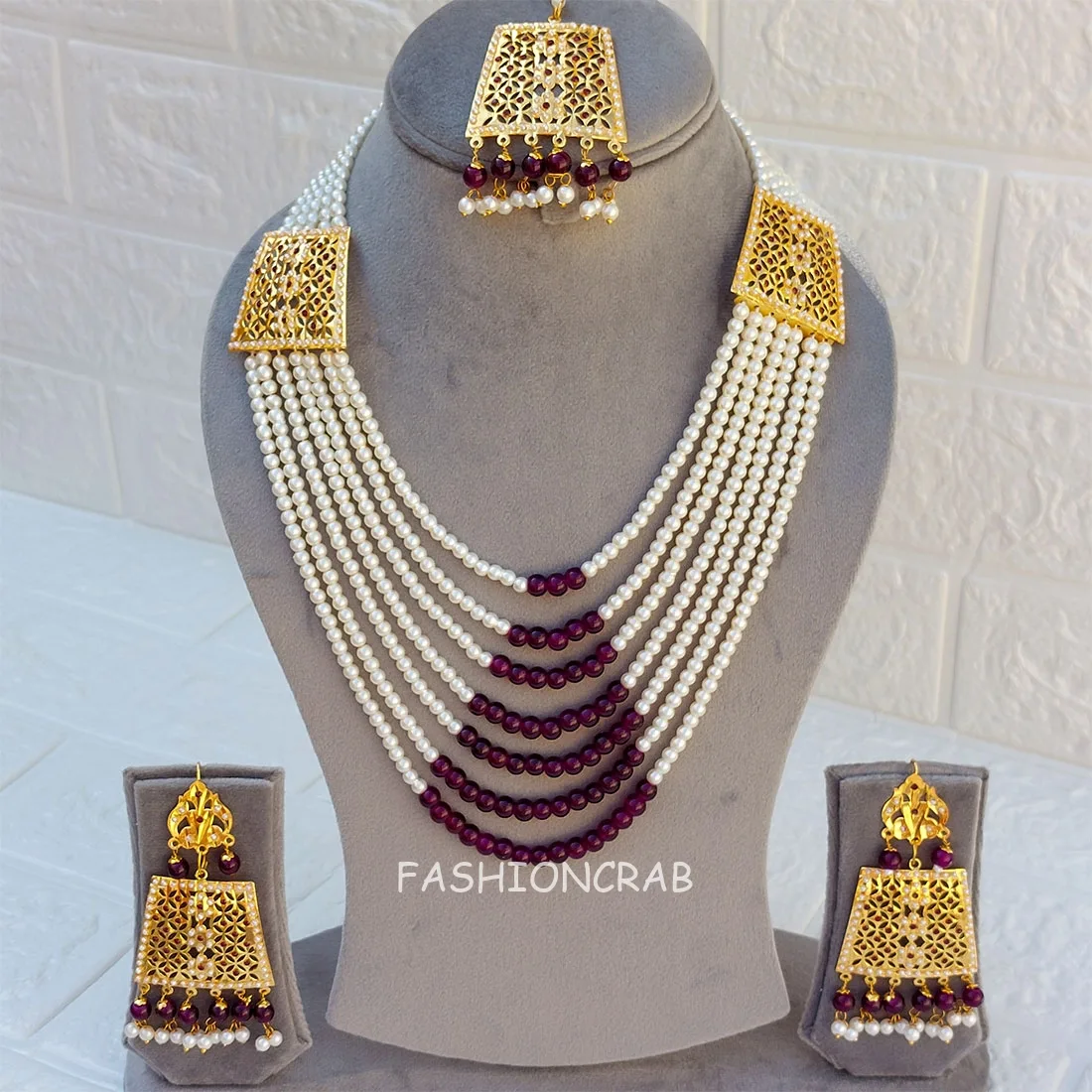 Moti Mala Necklace Purple