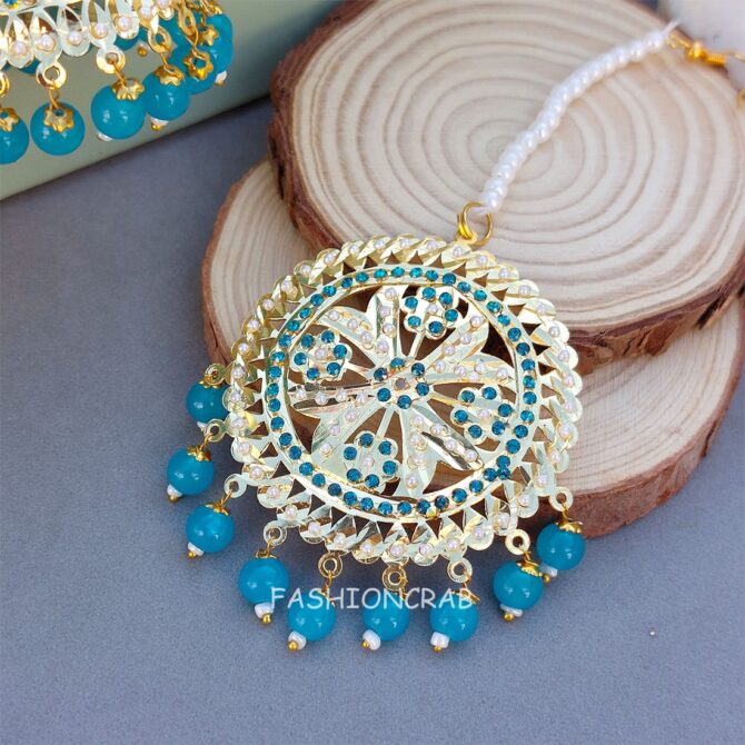 Noor Jadau Earrings Blue
