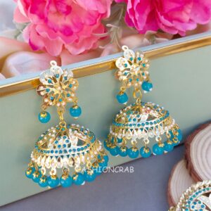 Noor Jadau Earrings Blue