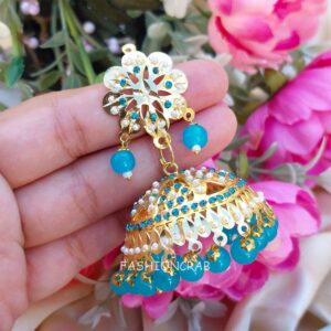 Noor Jadau Earrings Blue