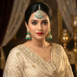 Noor Jadau Earrings Blue