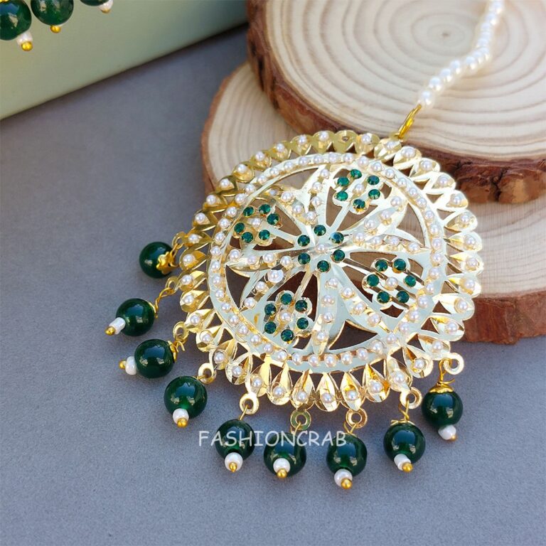 Noor Jadau Earrings Green
