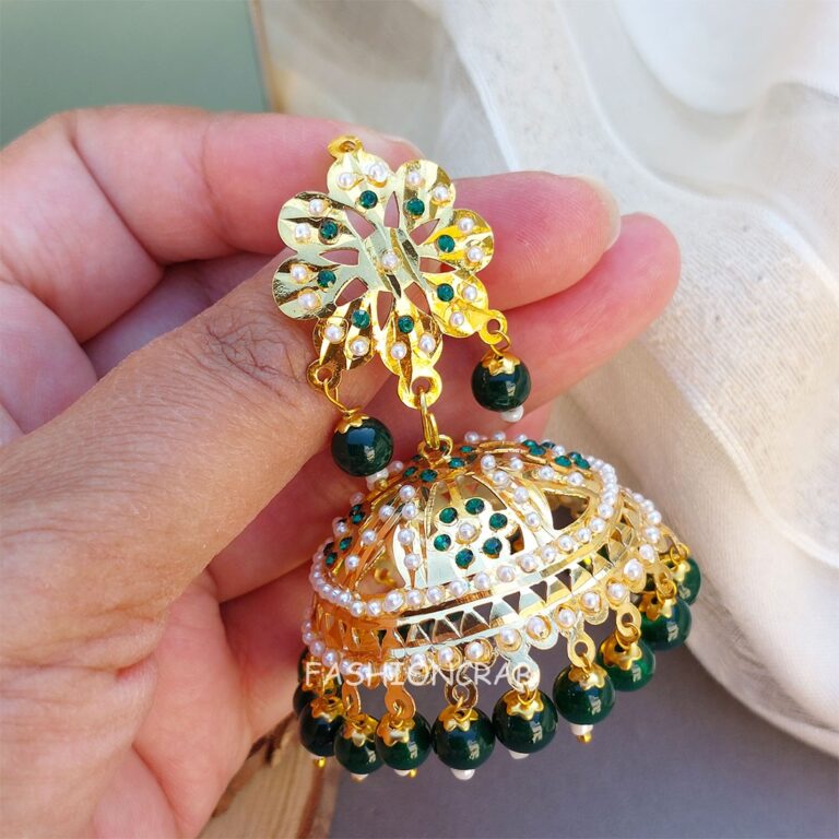 Noor Jadau Earrings Green