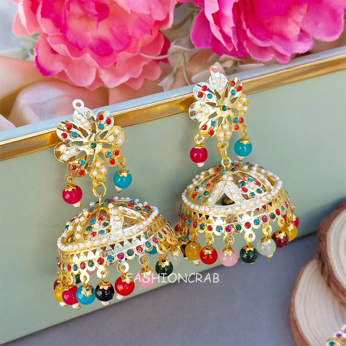 Noor Jadau Earrings Multicolor