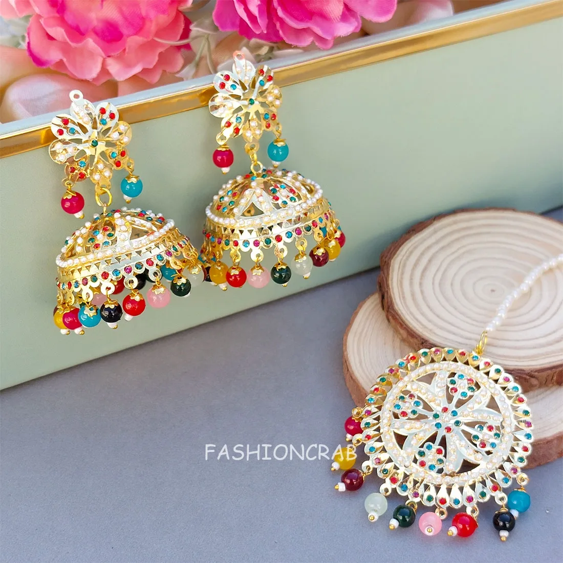 Noor Jadau Earrings Multicolor