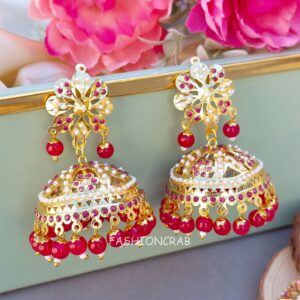 Noor Jadau Earrings Pink
