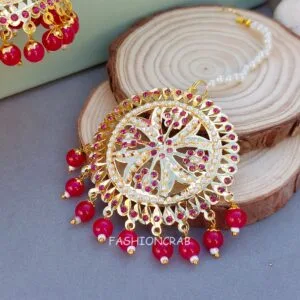 Noor Jadau Earrings Pink