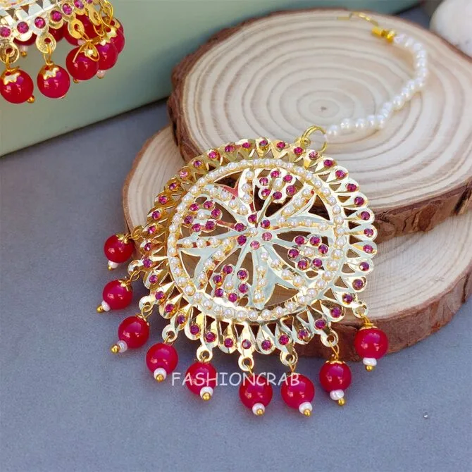 Noor Jadau Earrings Pink