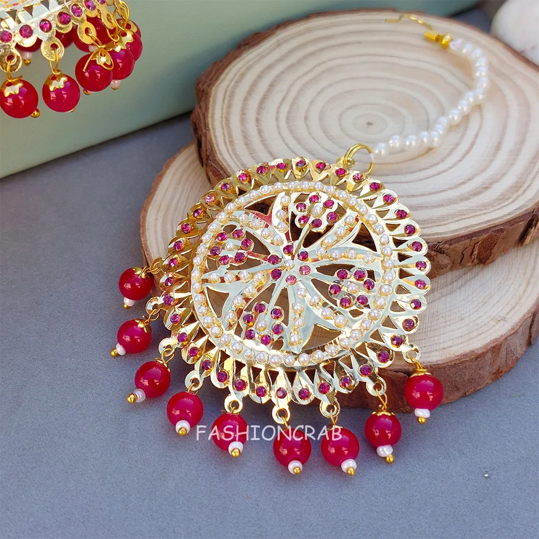 Noor Jadau Earrings Pink