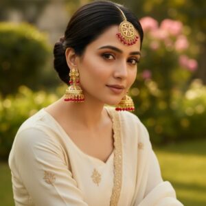 Noor Jadau Earrings Pink