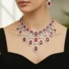 Pink AD Jewellery Set-01 Pink AD Jewellery Set