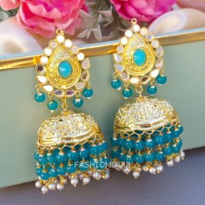 Punjabi Pearl Necklace Peacock Blue