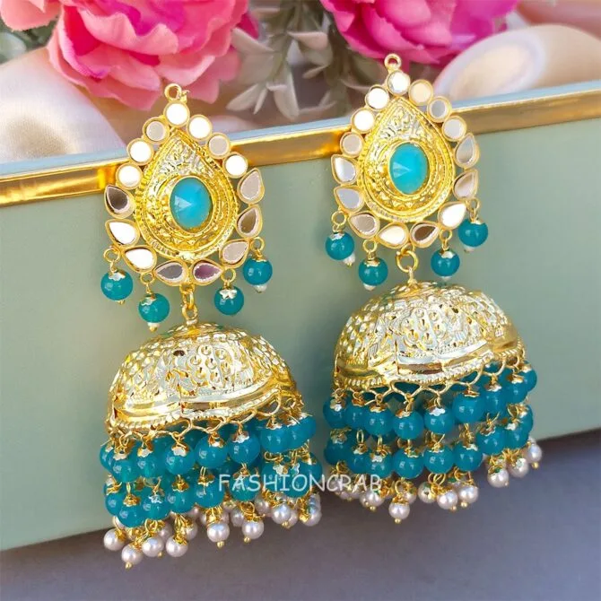 Punjabi Pearl Necklace Peacock Blue