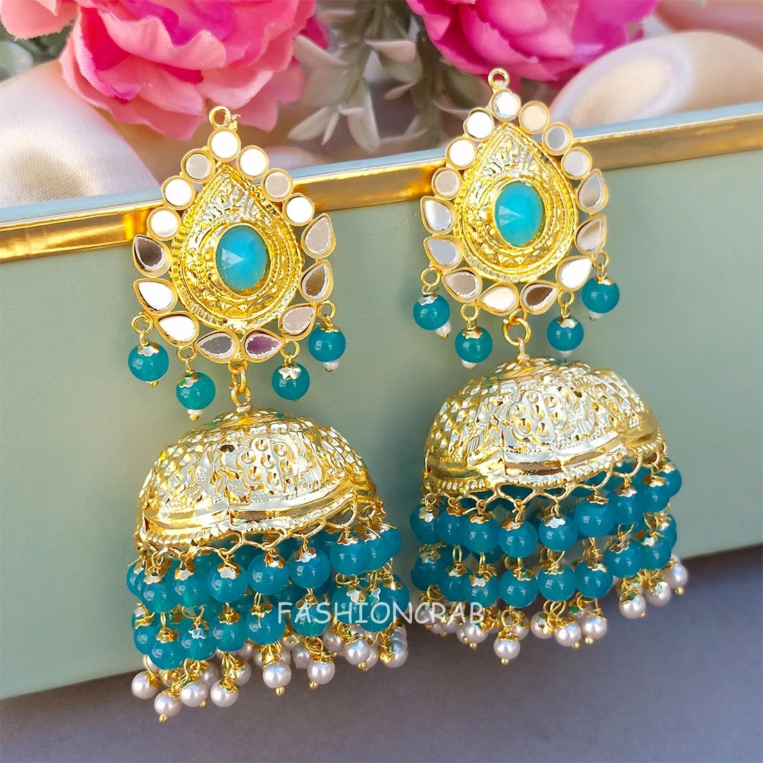Punjabi Pearl Necklace Peacock Blue