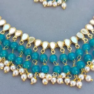 Punjabi Pearl Necklace Peacock Blue