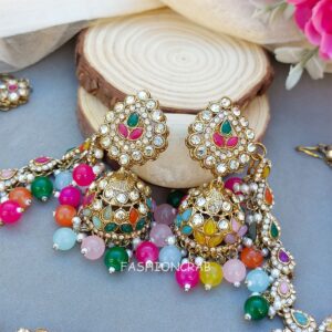 Rozina Multicolor Earrings with Tikka