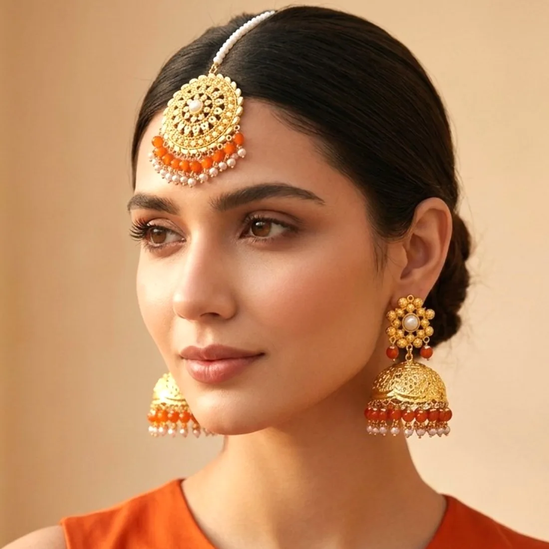 Sitara Traditional Jhumka Orange